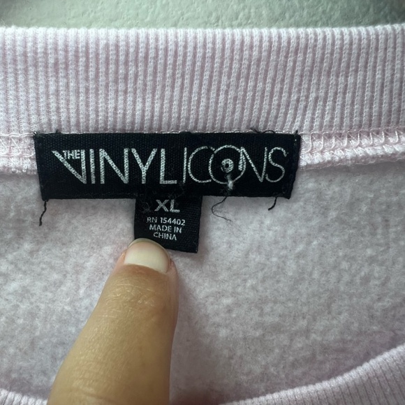 Vinyl Icons Women's Big Bow Sweatshirt Pink Black Fleece Cropped Cozy Chic Small - Picture 9 of 12